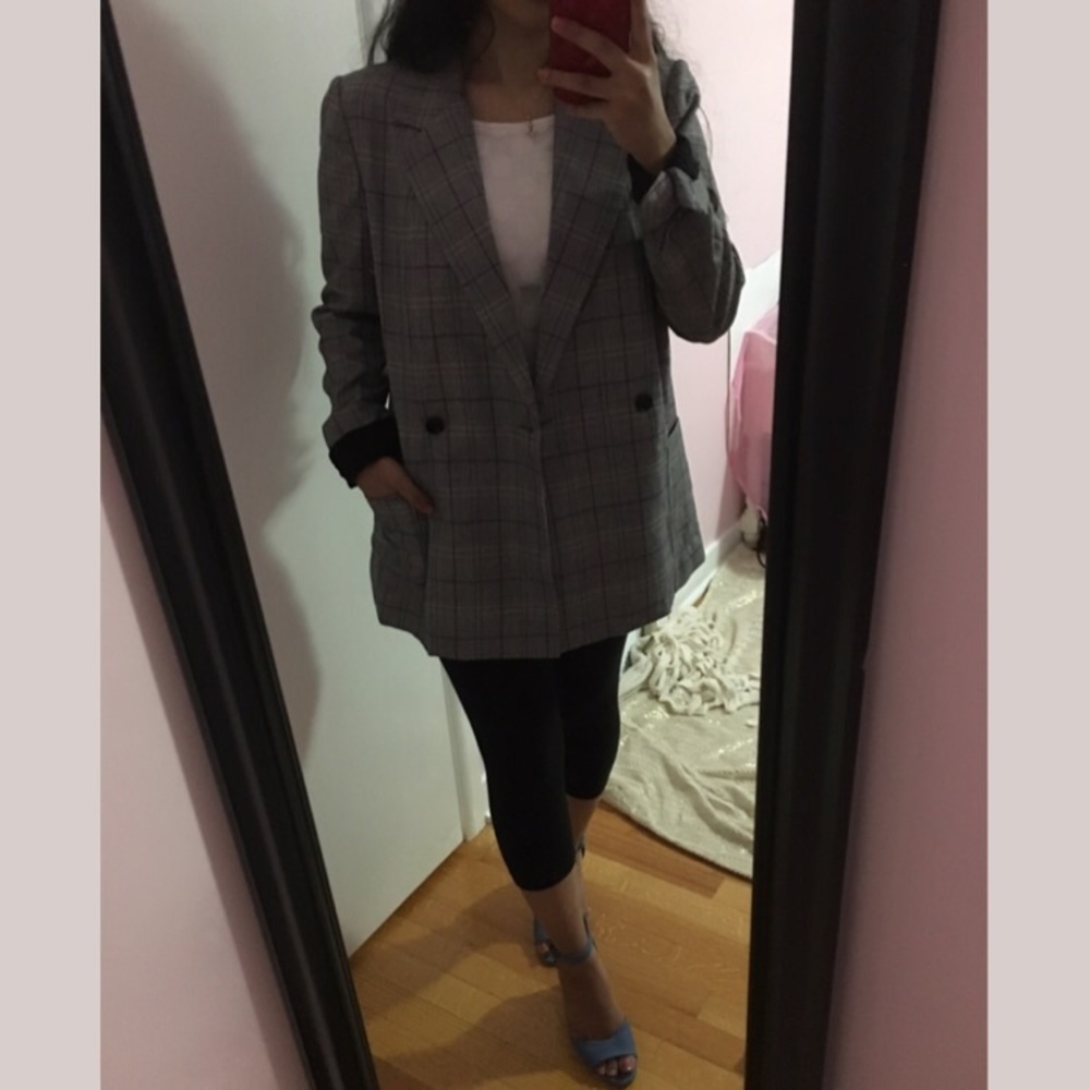 Ro & De Professional Long Plaid Blazer MSRP $128